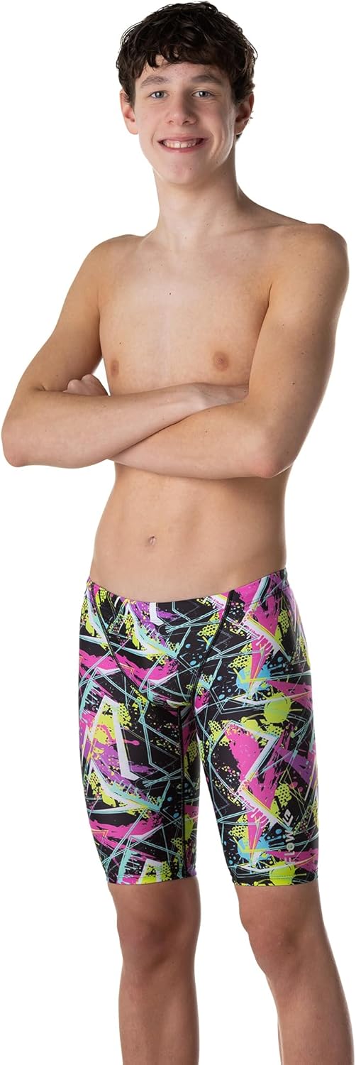 Flow Funky Jammers for Boys - Swim Jammer Swimsuit for Practice and Competition Swimming in Size 21 to 32