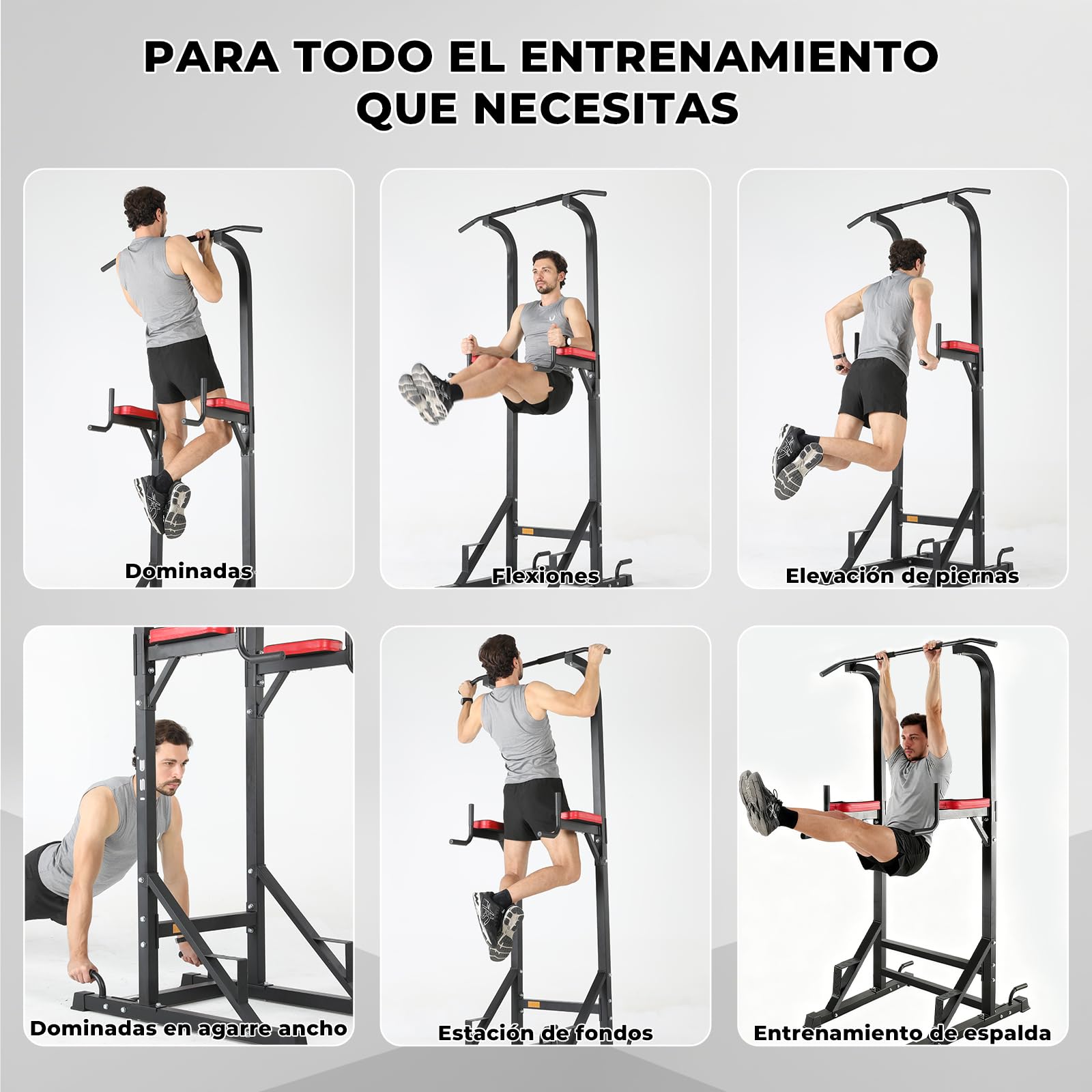 ISE Maquina Dominadas, Estación de Musculación, Torre de Gimnasio Entrenamiento Multifuncional, Multiestación con Barra de Dominadas Fitness, Power Tower de Pull-up, Ejercicio Fuerza Gimnasia