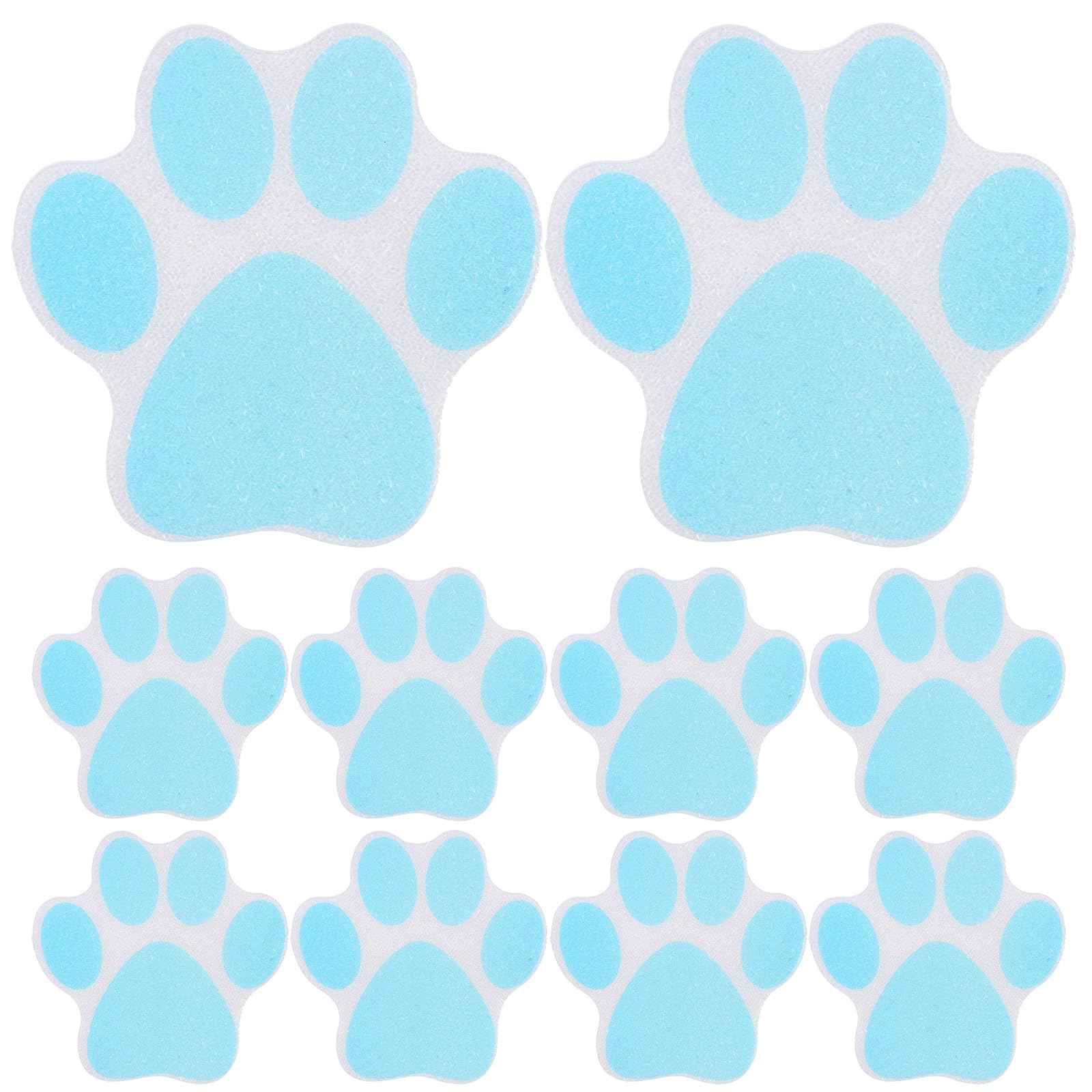Paw Print Stickers 10 Pack Non Slip Paw Print Bathtub Stickers, Dog Footprint Stickers Lovely Anti-Skid Stair Floor Decals Bathtub Appliques Pet Party Decorations (Blue)