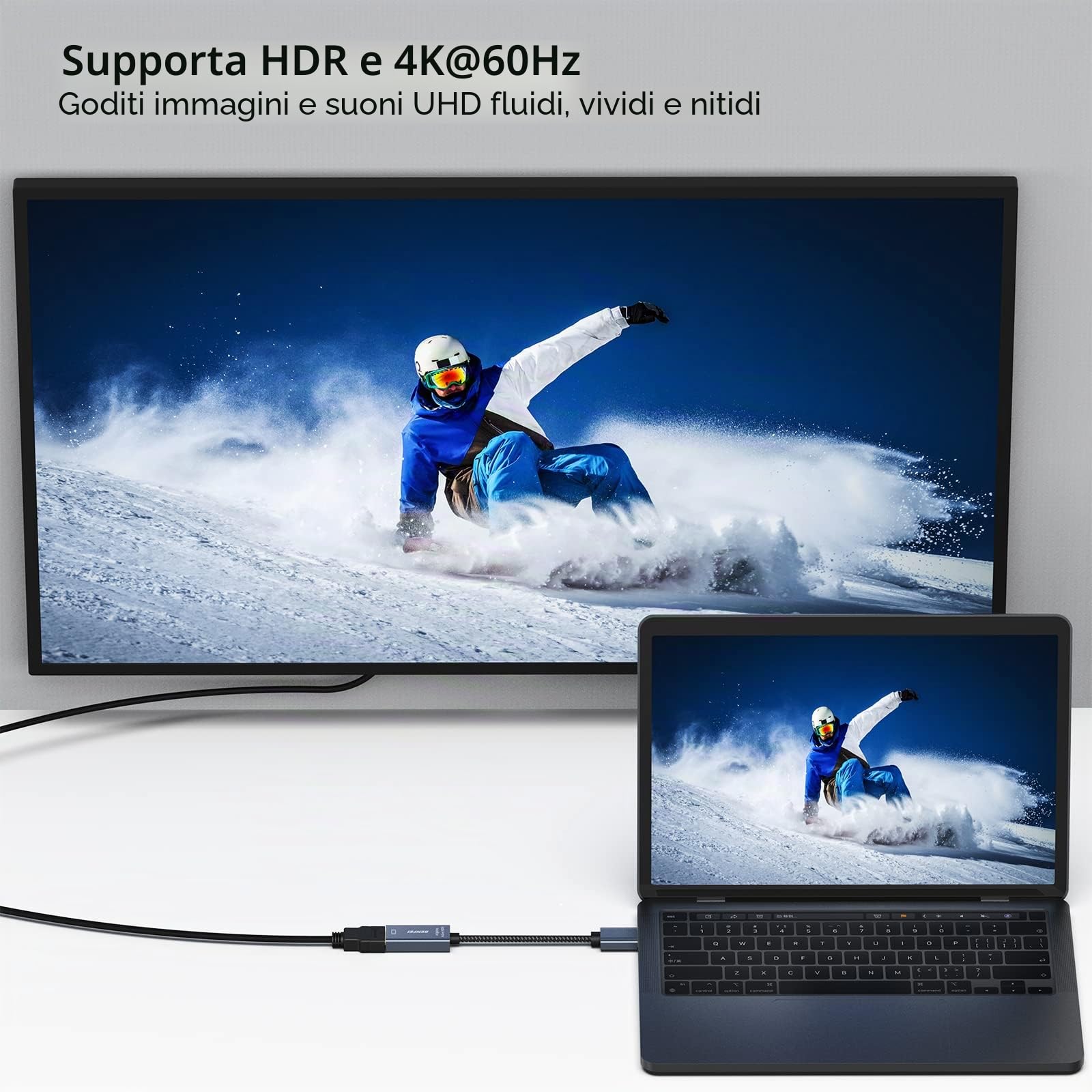 BENFEI Adattatore attivo da DisplayPort a HDMI 4K a 60Hz, compatibile con PC, laptop, desktop, tablet o docking station DisplayPort, supporta Eyefinity per giochi multi-schermo