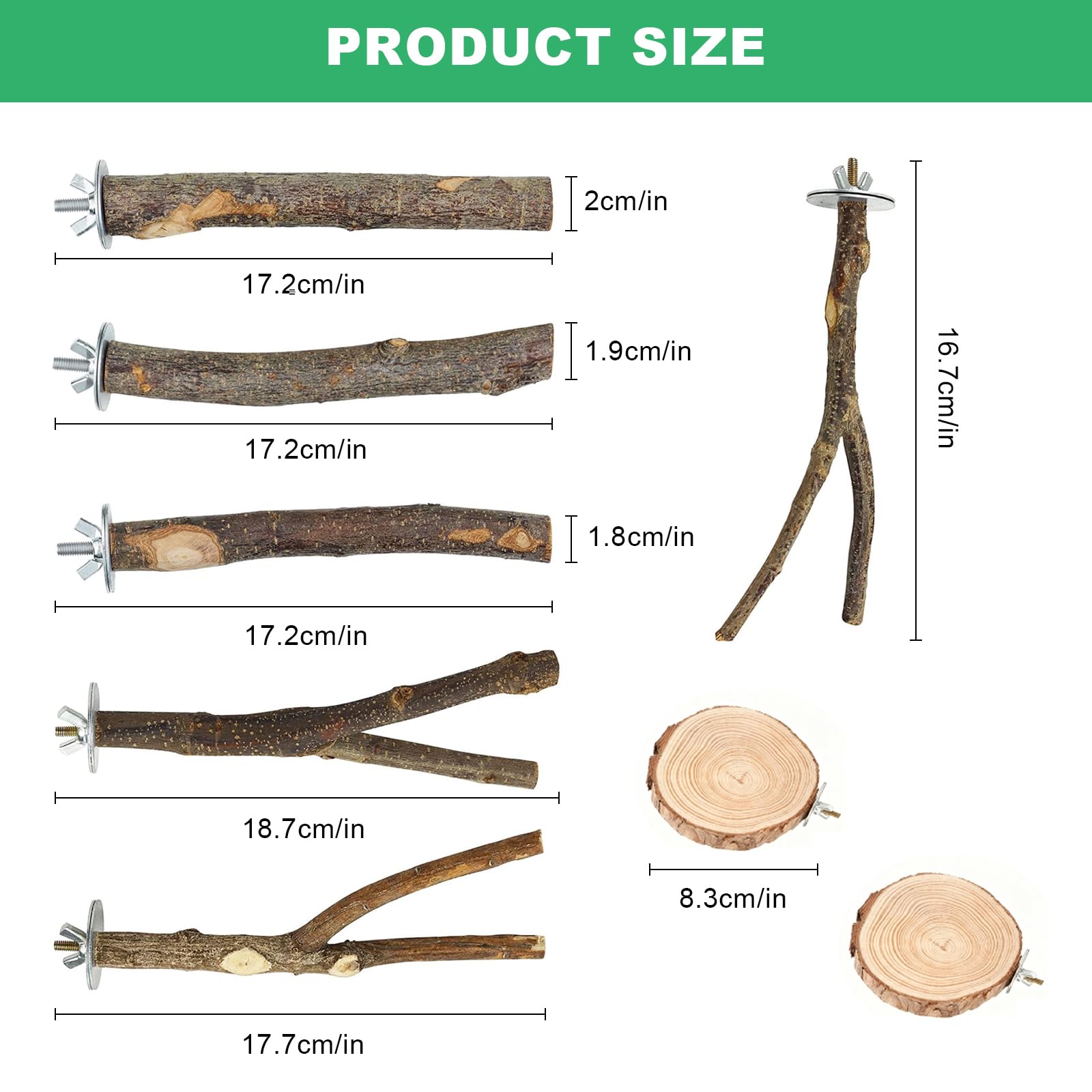 8 Pezzi Di Giocattoli E Accessori per Parrocchetti, per Uccelli In Legno, Giocattoli per Uccelli In Legno Naturale, per Calopsitte, Accessori per Gabbie