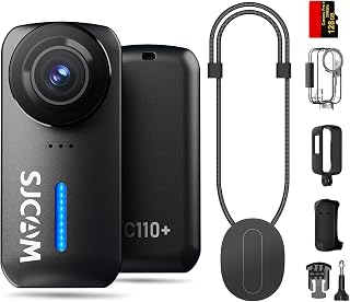 SJCAM C110Plus 4K POV Camera,128GB Mini POV Body Camera,170° FOV,6-Axis Stabilization, Waterproof,Wearable Action Camera for Vlogging,Skiing,Biking,Kids,Helmet Mount,Black
