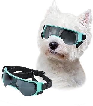 LESYPET Futuristic Dog Goggles for Small Breed, Tech-Style Pet Eye Glasses, Anti-Fog UV Protection Windproof Dog Sunglasses with Adjustable Strap for Outdoor Riding Travel, Blue