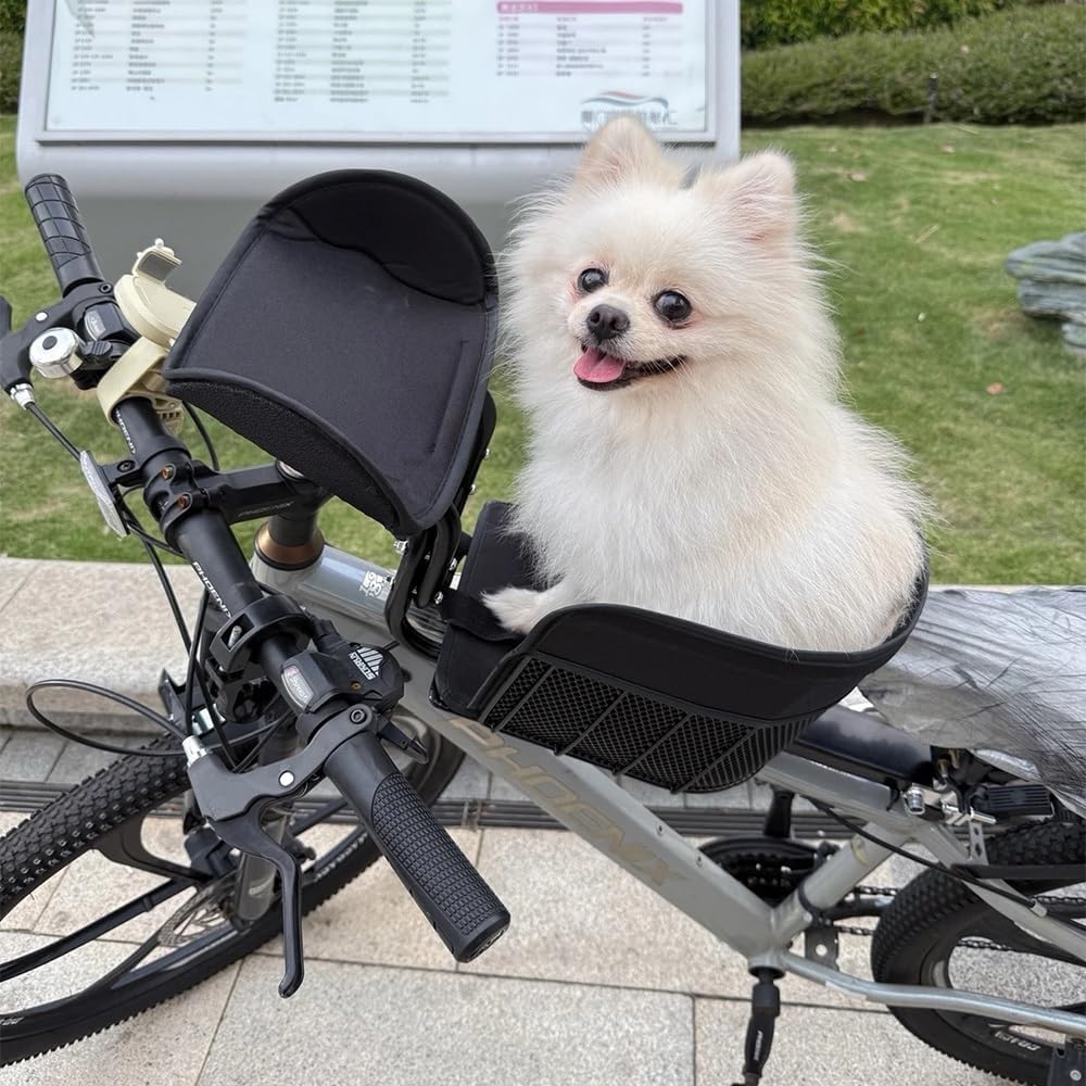 Front Mounted Dog Bike Basket for Small Dogs – Bicycle Pet Carrier with Safety Leash, Reinforced Frame & Quick Release Mount