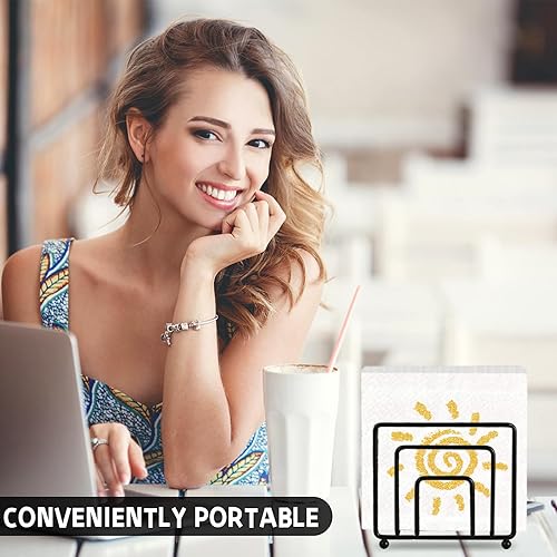 Miniatura 7 de Fengzhe Servilletero para mesa, moderno soporte de servilleta de metal negro, diseño versátil para el hogar y el comedor, ideal para cocina,