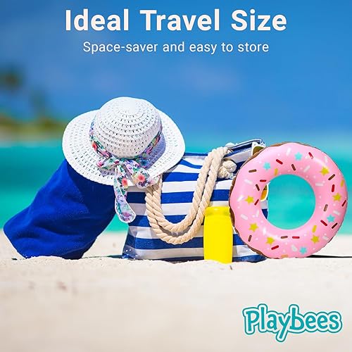 Miniatura 5 de Playbees Flotadores inflables para piscina con forma de dona, paquete de 4, de 20 pulgadas, para niños, divertido juguete acuático de verano