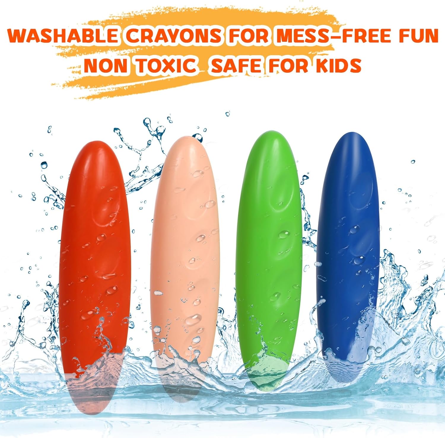 Kids Crayons, 12 Colors, Washable, Non-Toxic, Easy to Hold, Safe Coloring Gifts