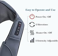 Vista 5 de TRIDUCNA Shiatsu Masajeador de cuello, espalda y hombros con calor, almohada eléctrica de masaje de tejido profundo 3D para espalda baja