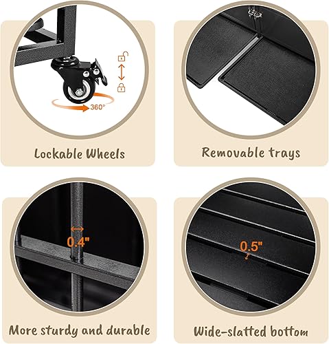 Miniatura 6 de Jaula apilable para perros de 48 pulgadas, compatible con divisor opcional, jaula de metal indestructible de alta ansiedad para mascotas para dos