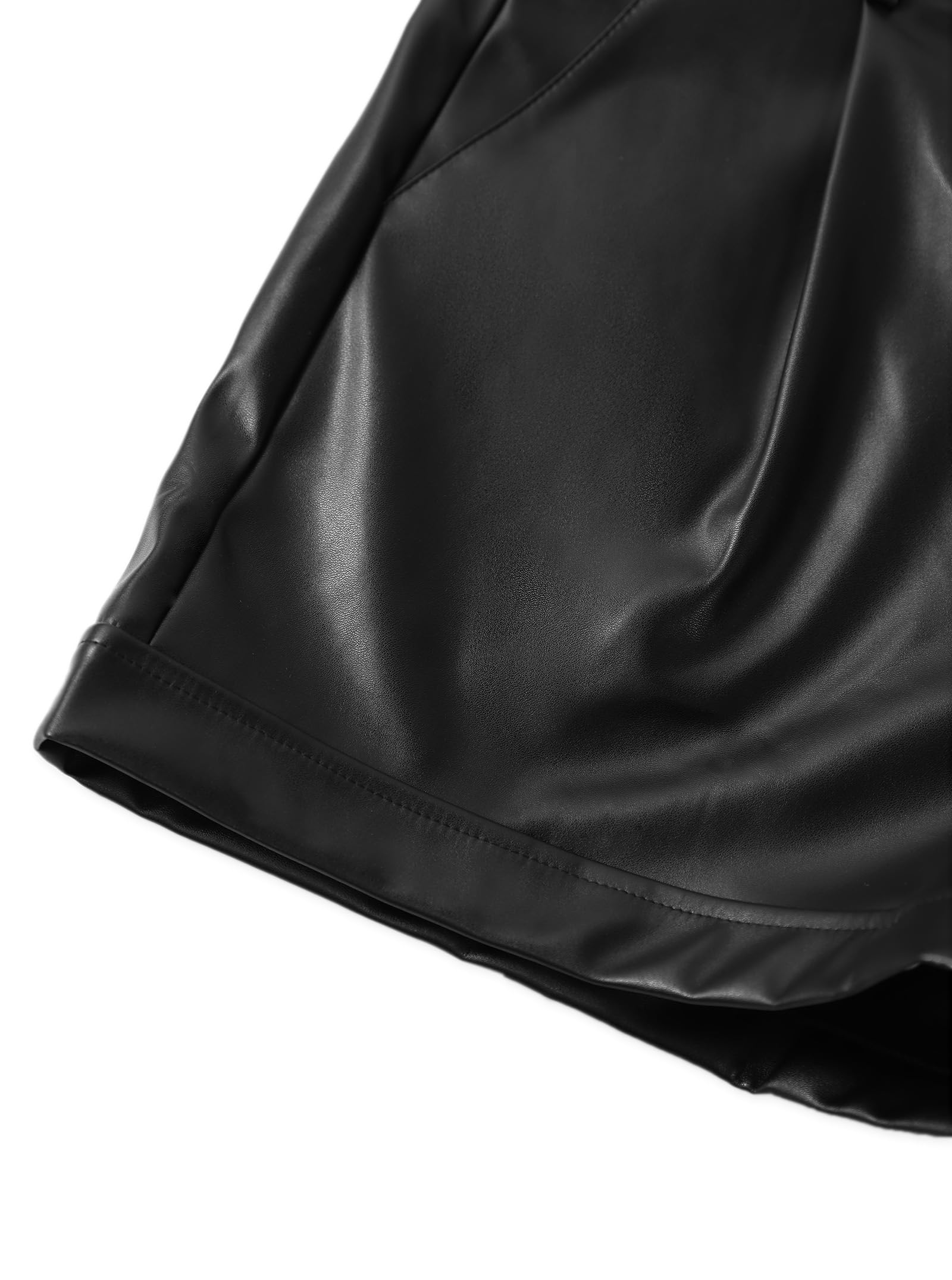 Leather Shorts for Women High Waisted Lace Up Side Stretchy Sexy Mini Booty Short Y2K Rave Club Party Concert Winter