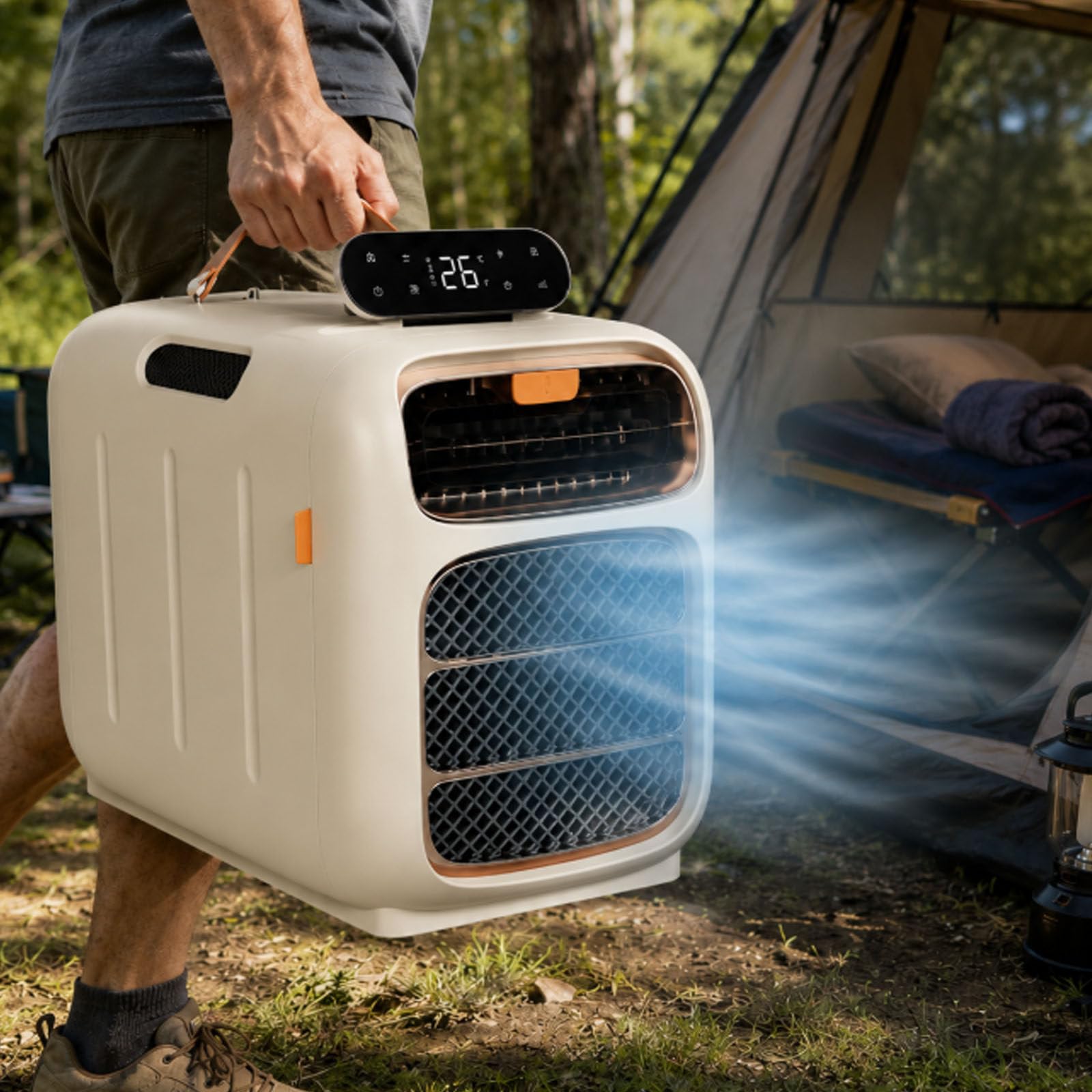 ErShangMao Portable Air Conditioner, 2026 Mobile Tent & Rv Ac, 4700 Btu Camping Ac Unit With Dual Hose Exhaust, 3 Fan Speeds, Touch Control,Dehumidifier For Small Room And Rv Cooling+Heating
