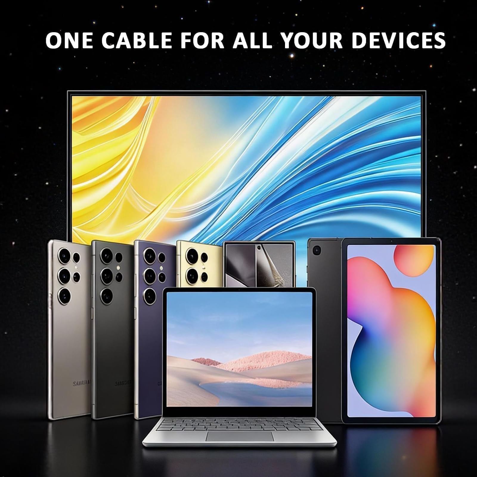 nnOuOnn Invisible Foldable Holder Charger Cable with Stand, 240w Fast Charging Stand Sideways Data Cables with Bendphone Accessories, Flat USB c 5 FT/150cm, for iPhone 17 Series, S25 S24 Ultra — view 7