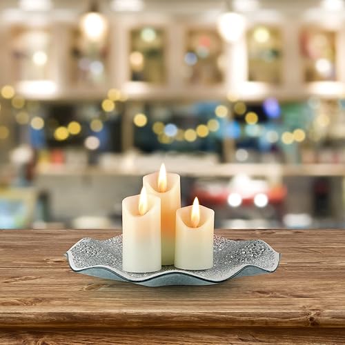 Miniatura 5 de MDLUU Bandeja de centro de mesa de mosaico, plato de vidrio decorativo de 11.6 pulgadas, cuenco de vidrio para decoración del hogar para mesa de