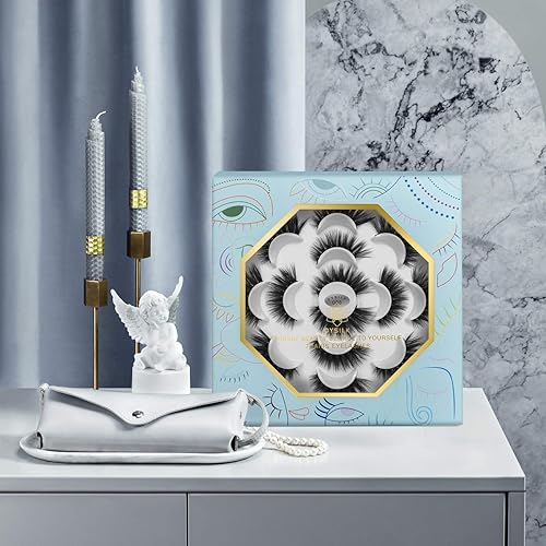 Miniatura 5 de DYSILK Pestañas postizas naturales de visón 6D, aspecto dramático, pestañas postizas esponjosas, extensión de maquillaje, pestañas largas hechas a