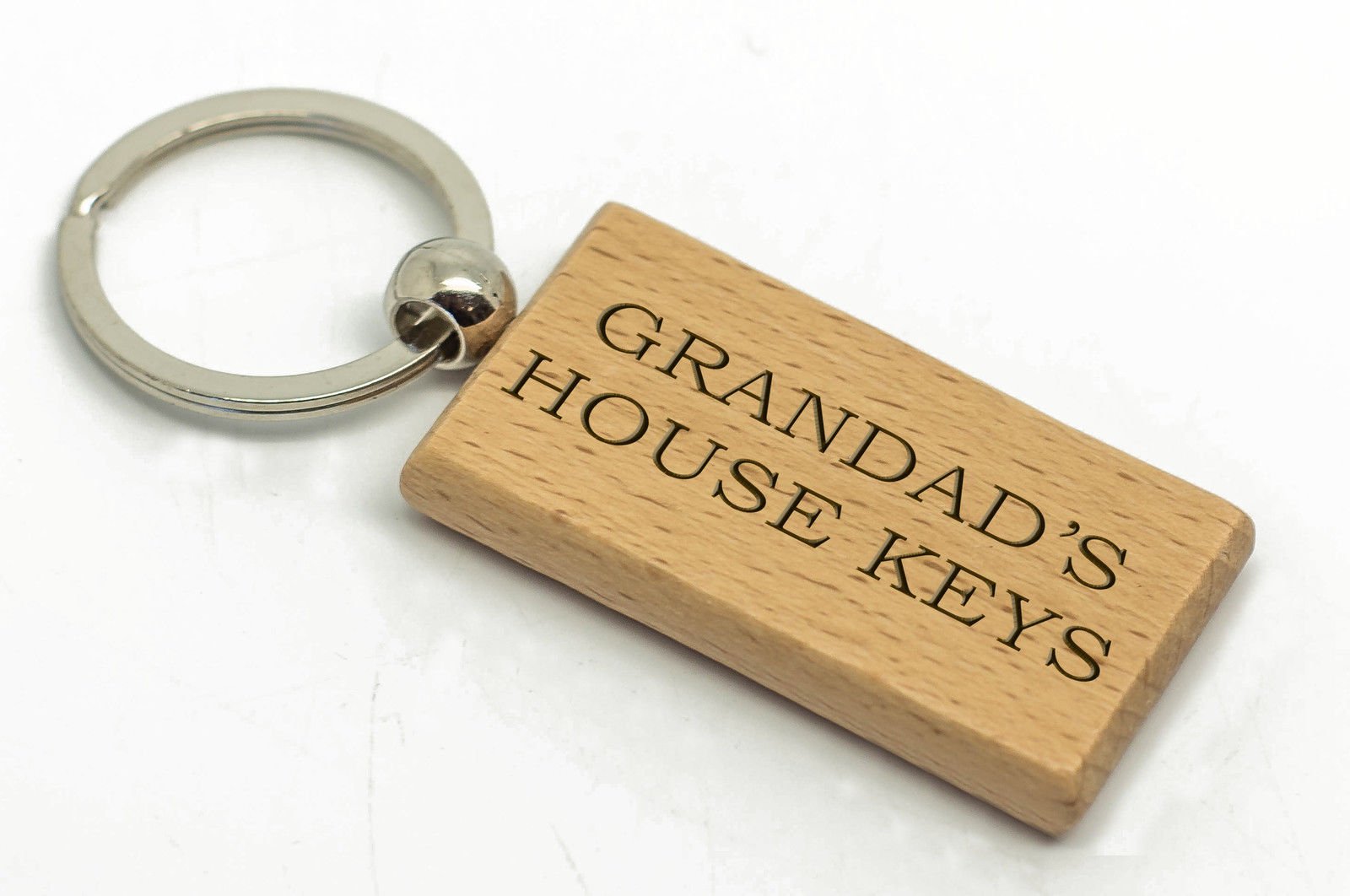 County Engraving Brown Grandad's House Keys Rectangle Wooden Keyring