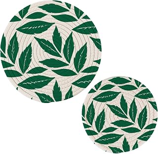 Laurel Leaf Trivets for Hot Dishes, Hot Pots and Pans, Cotton Woven Pot Holders for Kitchen Countertops, Table, 2 Pcs Heat Resistant Hot Pads, 7"+9.5"