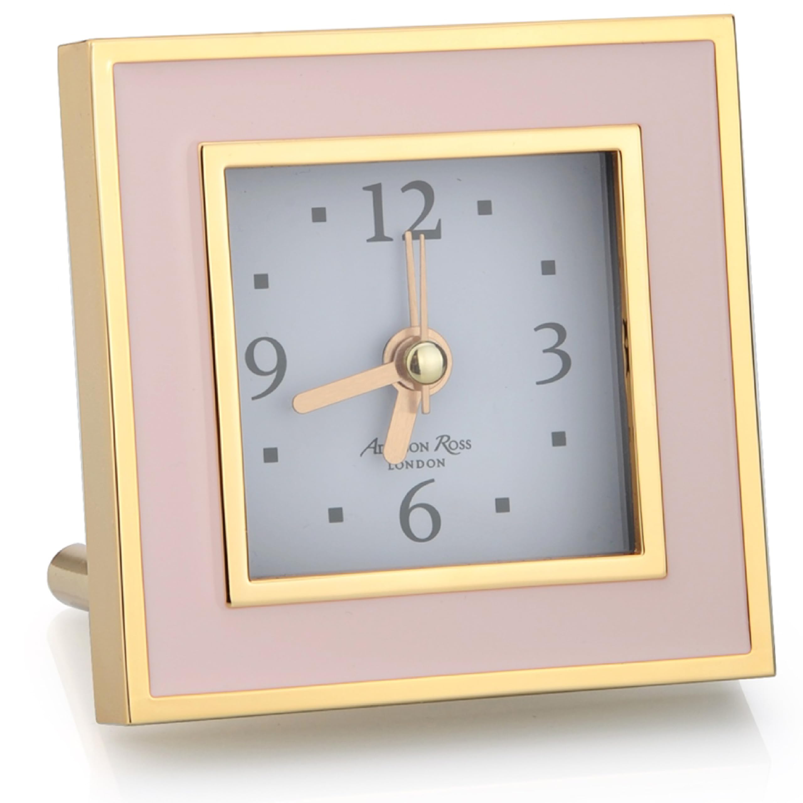 Addison Ross Pink Battery Alarm Clock – Silent Sweep – Compact & Stylish – Alarm Clock Bedside – Velvet-Backed Design/Home & Office Decor – Pale & Gold