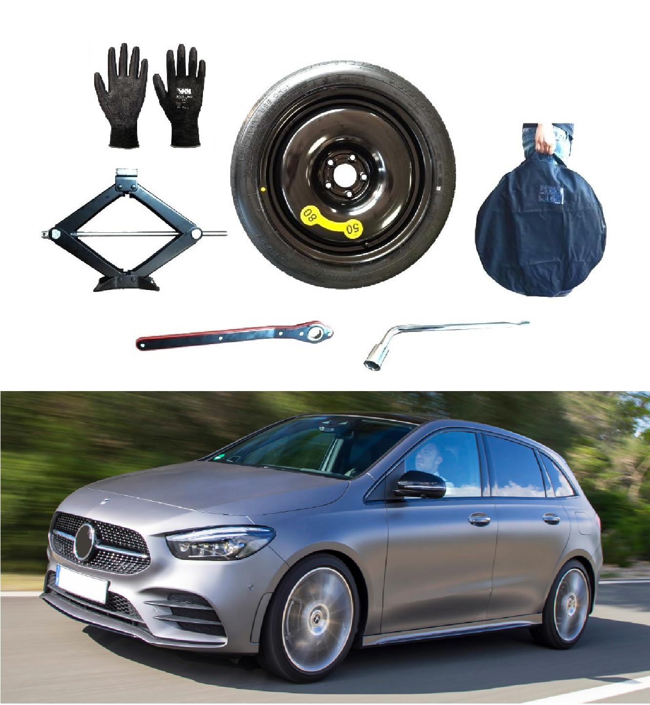 D'ANGELO 1988 Ruotino Di Scorta 125/70R18 - Compatibile Con Mercedes Classe A, B, C, E, CLA, CLS, SLC, GLA, GLB | Attenzione Al Sottovano! - Foto 6