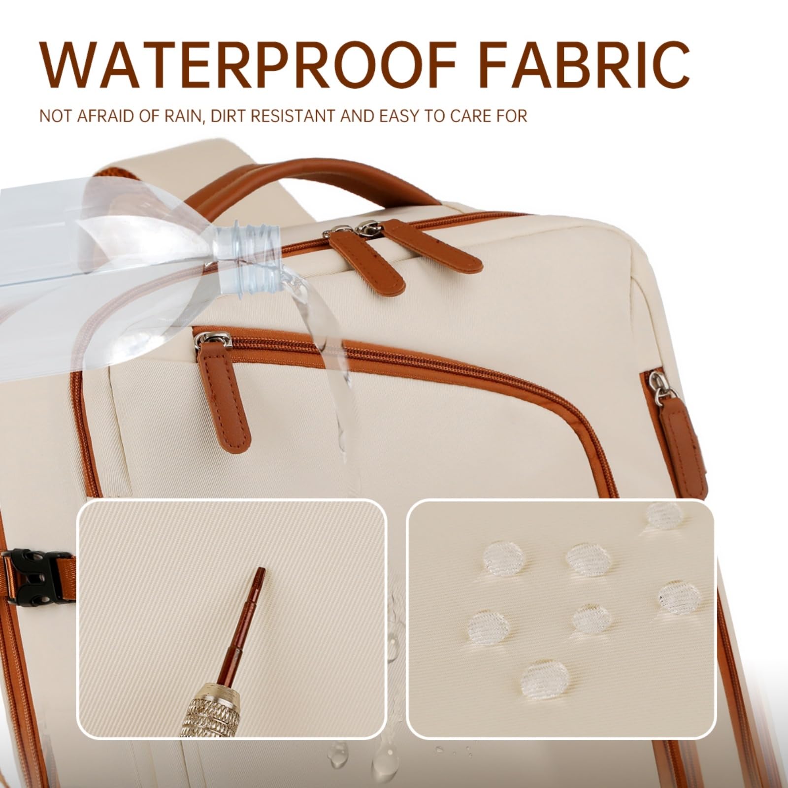 Zaino da Donna per Laptop di Grande capacità, Viaggio in Stile Semplice Affari, Lavoro E Uso Quotidiano-Beige