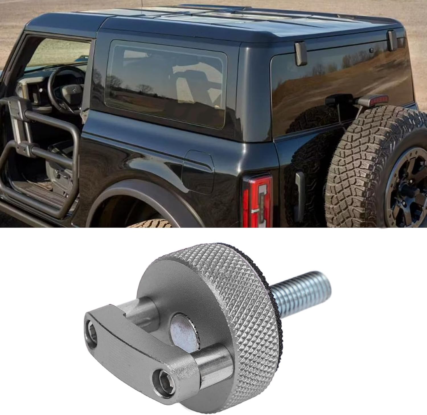PerGar Hard Top Quick Removal Fastener Thumb Screw, Thumb Screw Steel Billet Aluminum M8 1.25 Thread Integrated D Ring for Bronco 2dr 4dr(Silver)