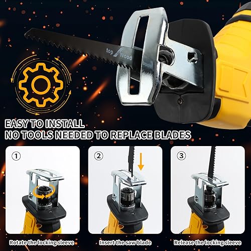 Miniatura 6 de Sierra de vaivén inalámbrica Compatible con batería Dewalt 20V Max (SIN batería), sierra recíproca potente, velocidad variable 0-3000 SPM, cambio de