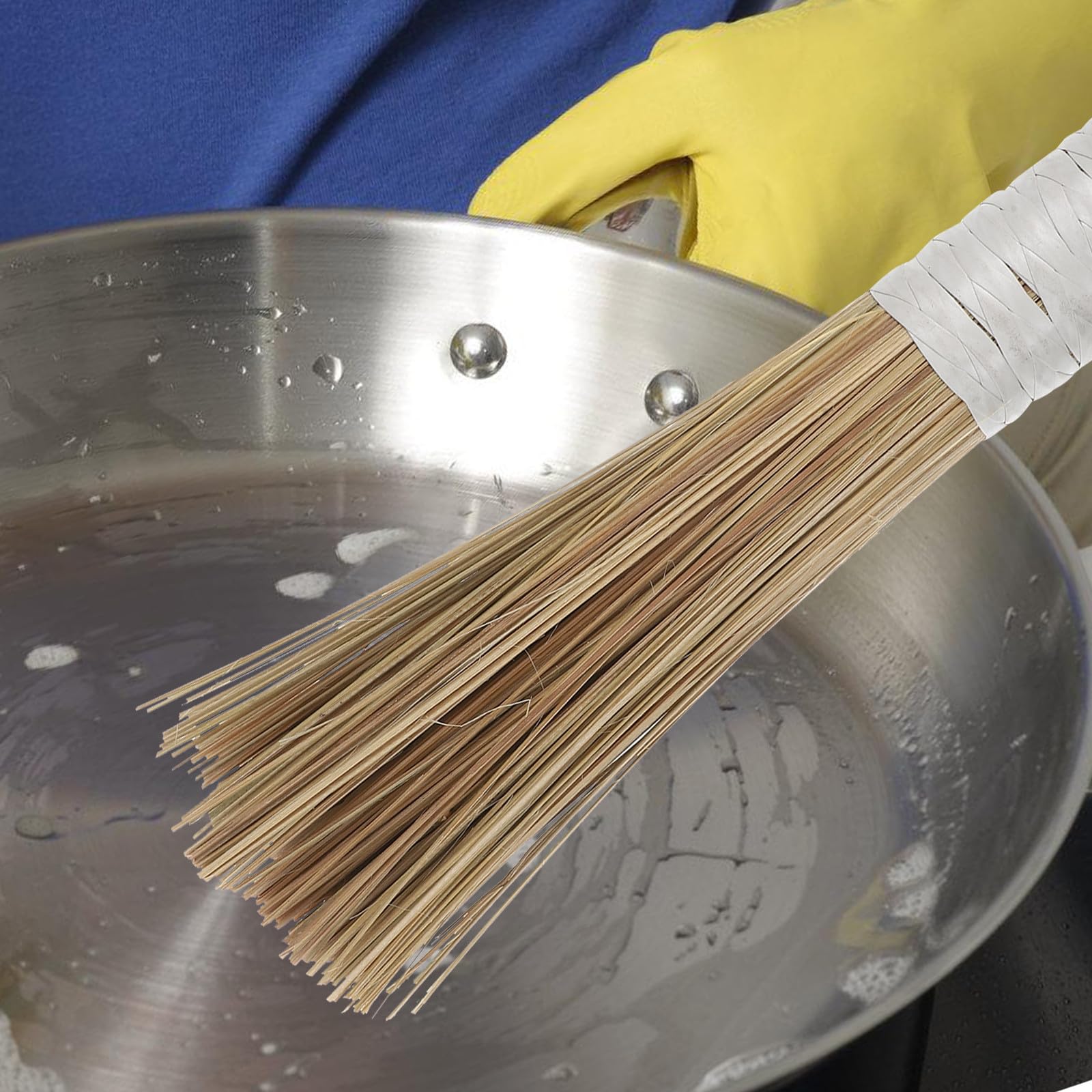 Cepillo para Fregar de Natural, 2 Piezas, Tamaño Mediano, Cerdas Seguras para Antiadherentes, Limpieza Rápida y Multiusos para Platos de Cocina y Ollas Multifunción, Portátil
