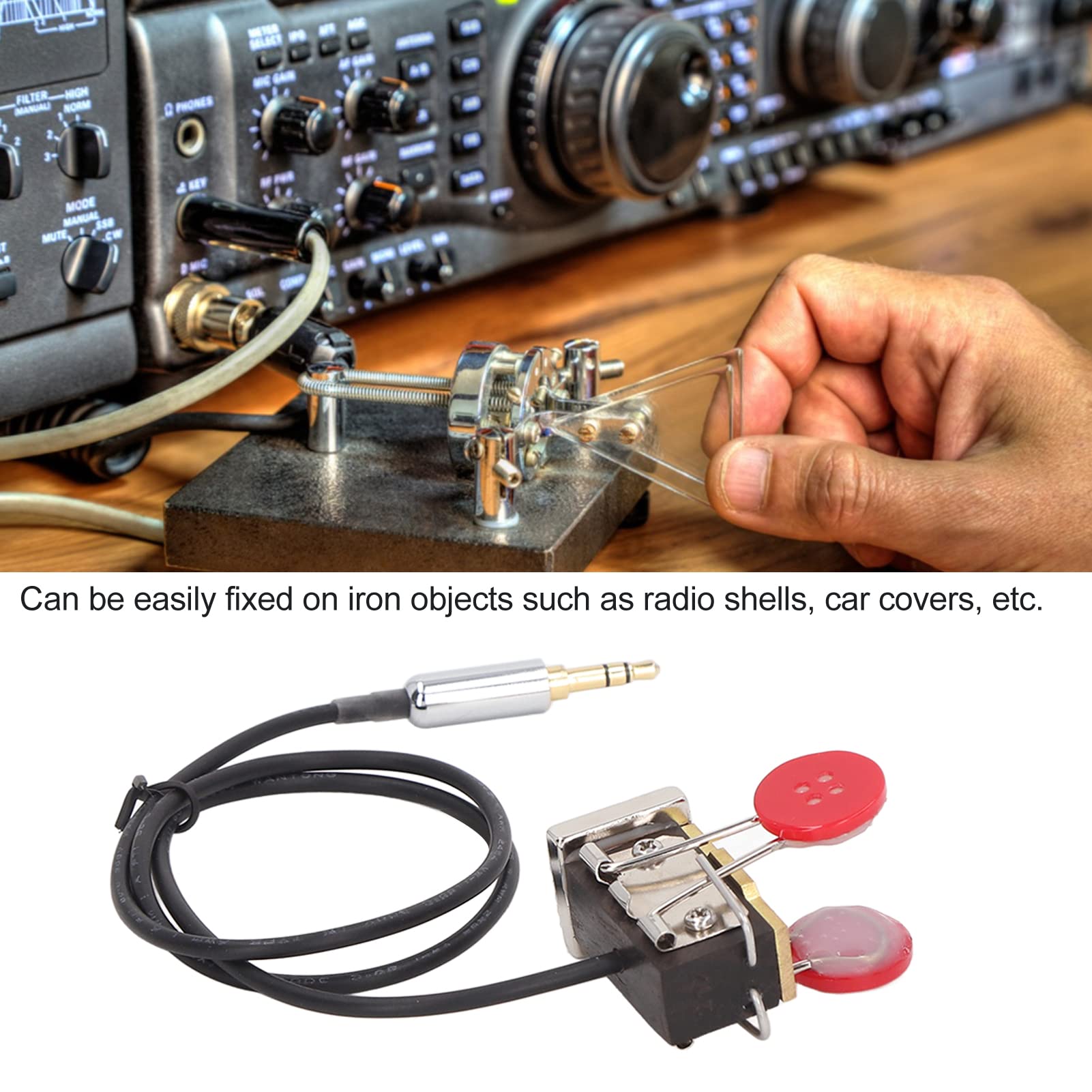 Chiave CW compatta Mavaol, design leggero e portatile, costruzione in ottone e resina, installazione semplice, per radioamatori, comunicazioni di emergenza, appassionati di