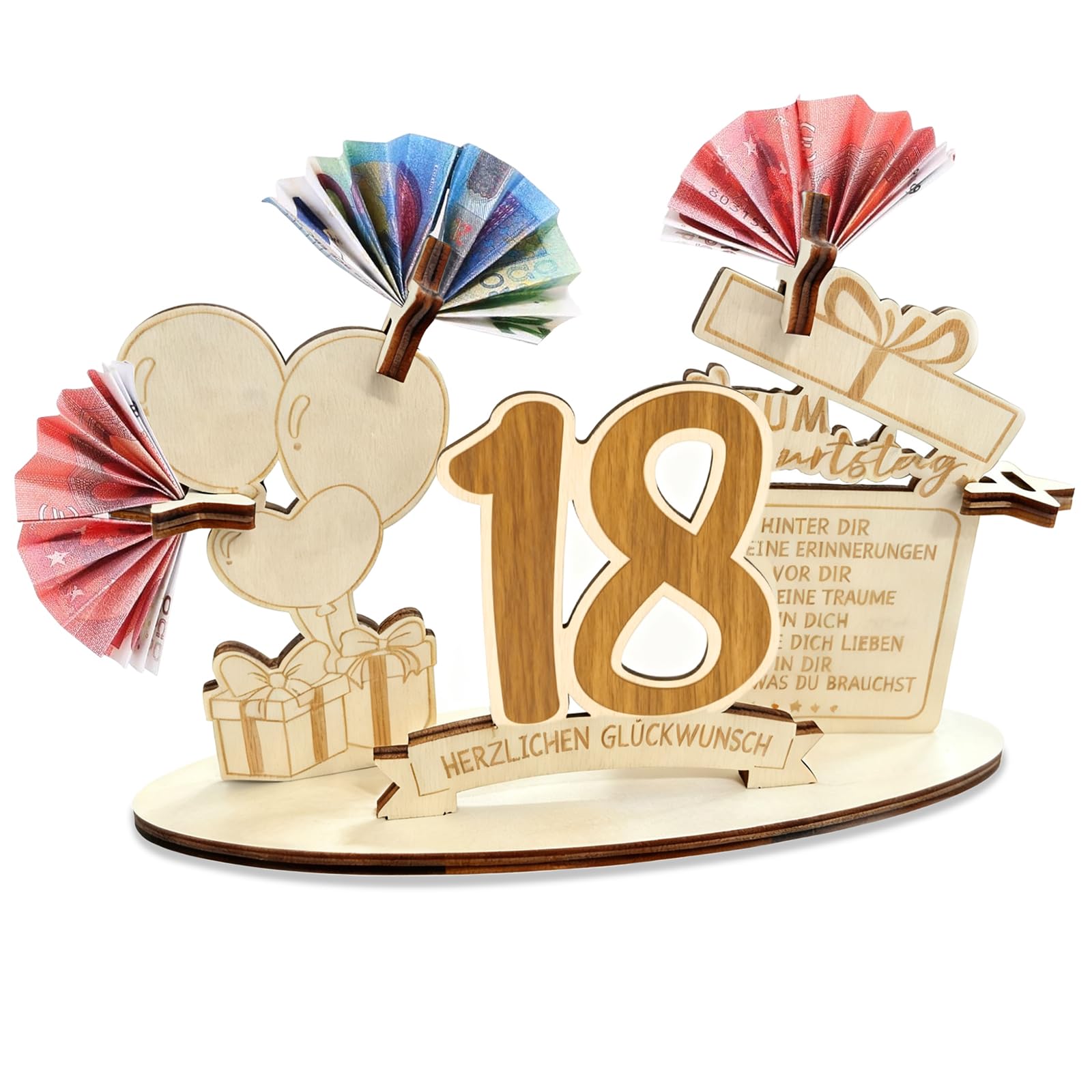 Hautllaif Holz Geldgeschenk Geburtstag – Personalisierte Holzdeko 18 16 25 50 Jahre, Geschenkidee für Familie Freunde, Geldhalter & Gästebuch Alternative (18)