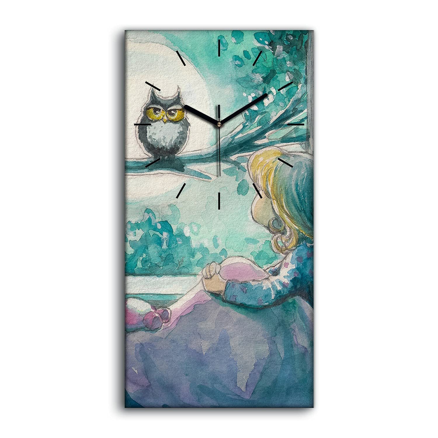 Horloge sur toile 30x60cm avec aiguilles noires pour une deco murale moderne de salon