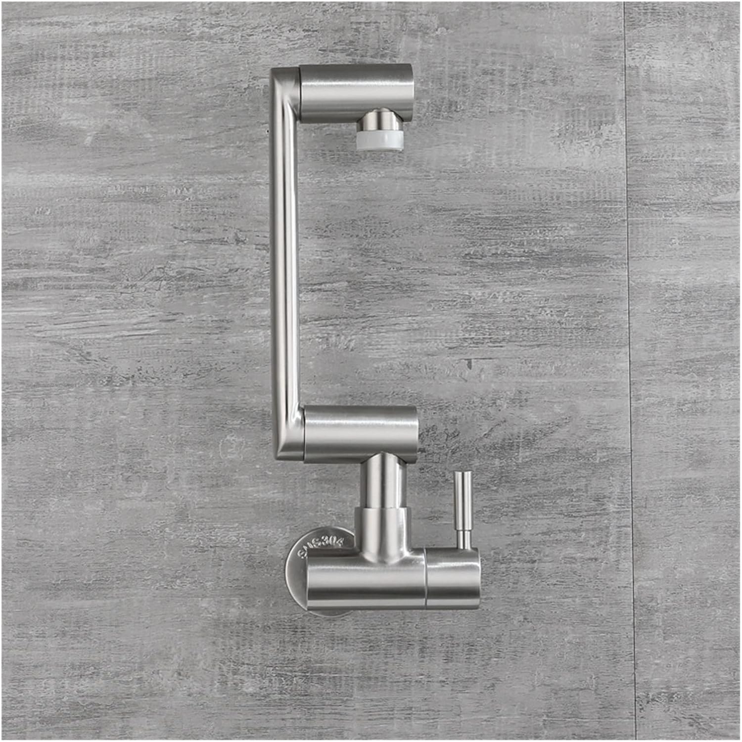 Wall Entry Kitchen Faucet Foldable Single Cooling Single Hole Universal Rotary Balcony Washing Basin mop Basin Faucet (Color : A)