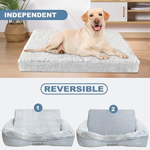 Miniatura 5 de JOYELF Cama ortopédica grande de espuma viscoelástica para mascotas con funda lavable, diseño independiente con forro impermeable incluido