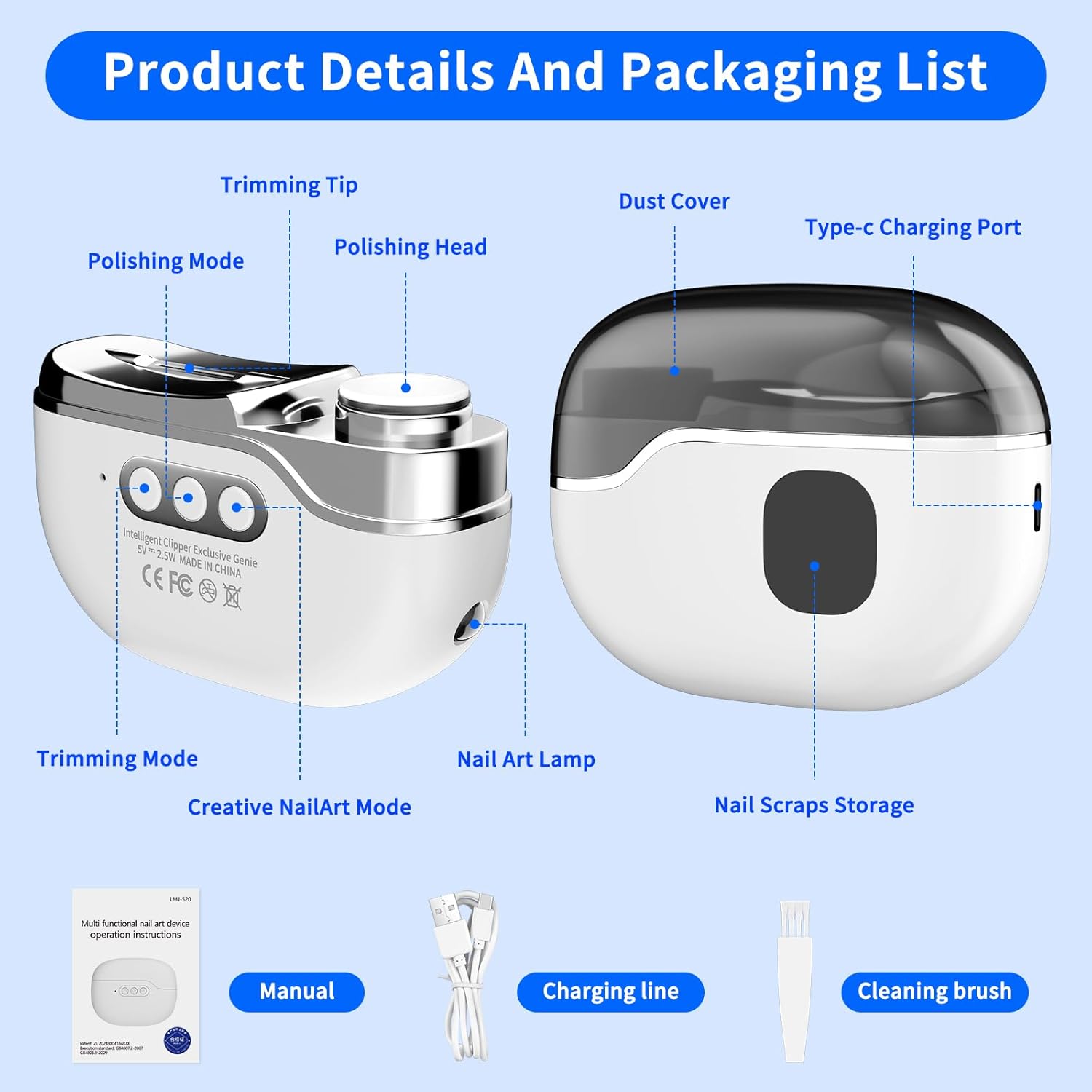 2026 New 4-in-1 Electric Nail Clipper for Toe Nail-3 Speed Adjustable Smart Nail Clipper for Seniors-USB Rechargeable Fingernail Clipper with LED Light,Nail Scraps Storage for Thick Toenails,Seniors