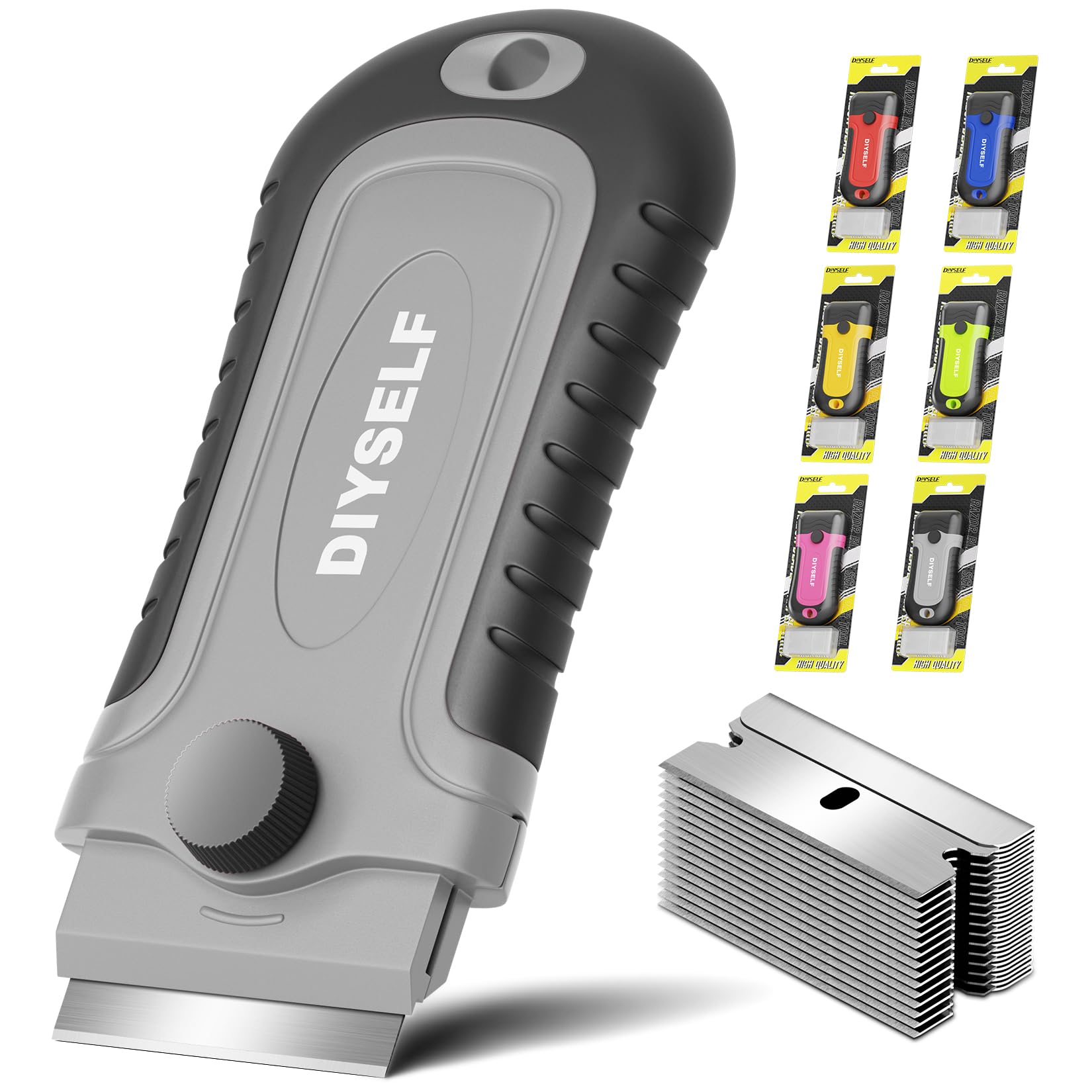 DIYSELF Razor Blade Scraper Tool with 15 Extra Razor Blades, Paint Scraper