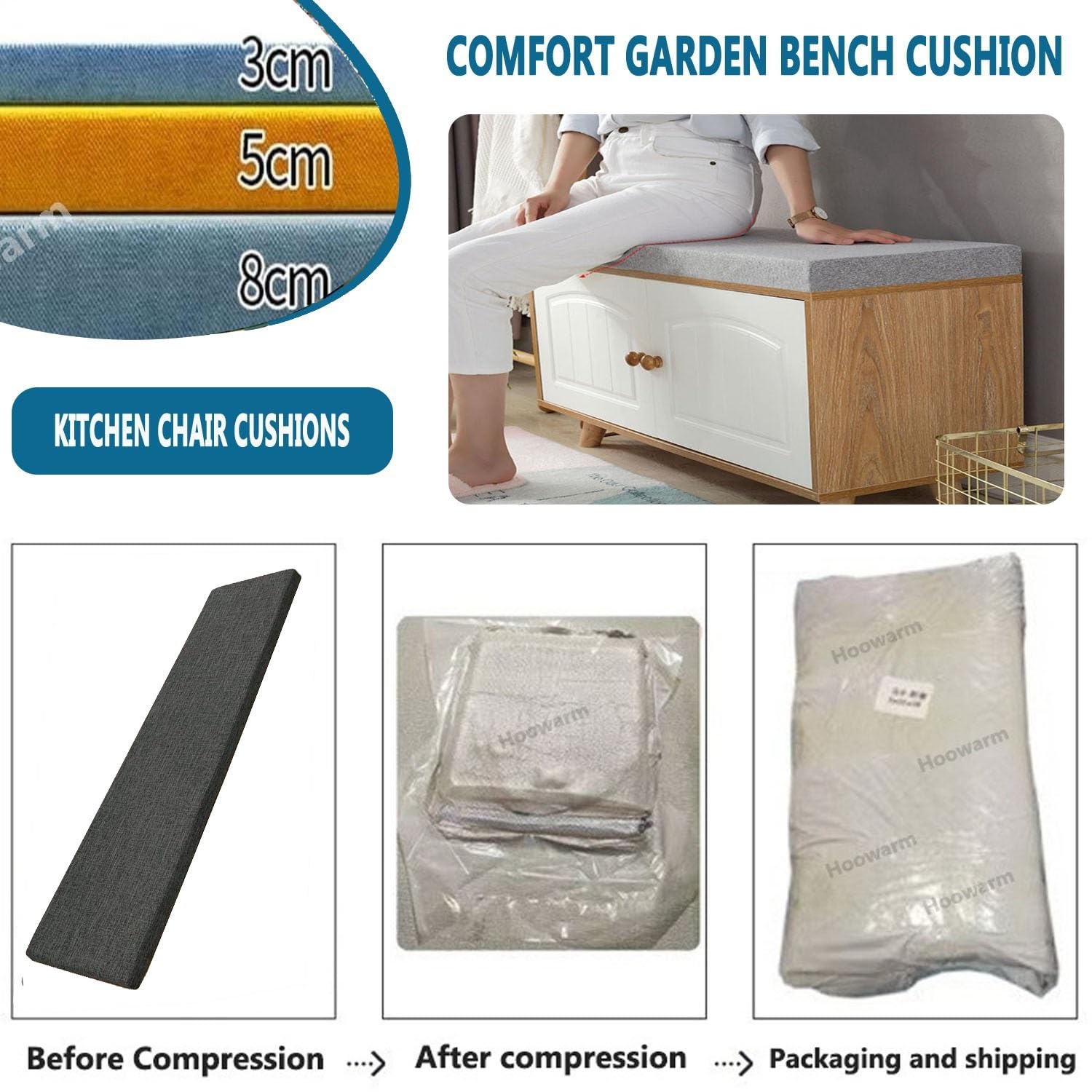 Panca da esterno Cush 110 x 40 x 5 cm – Cuscino antiscivolo rimovibile per patio Gar cucina altalena – perfetto per panchine a 2 3 posti disponibile nelle misure 80 100 120 cm.