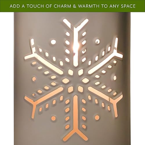 Miniatura 7 de AuldHome - Faroles de vela de copo de nieve para velas de pilar (juego de 3) candelabros de centro de mesa de decoración navideña