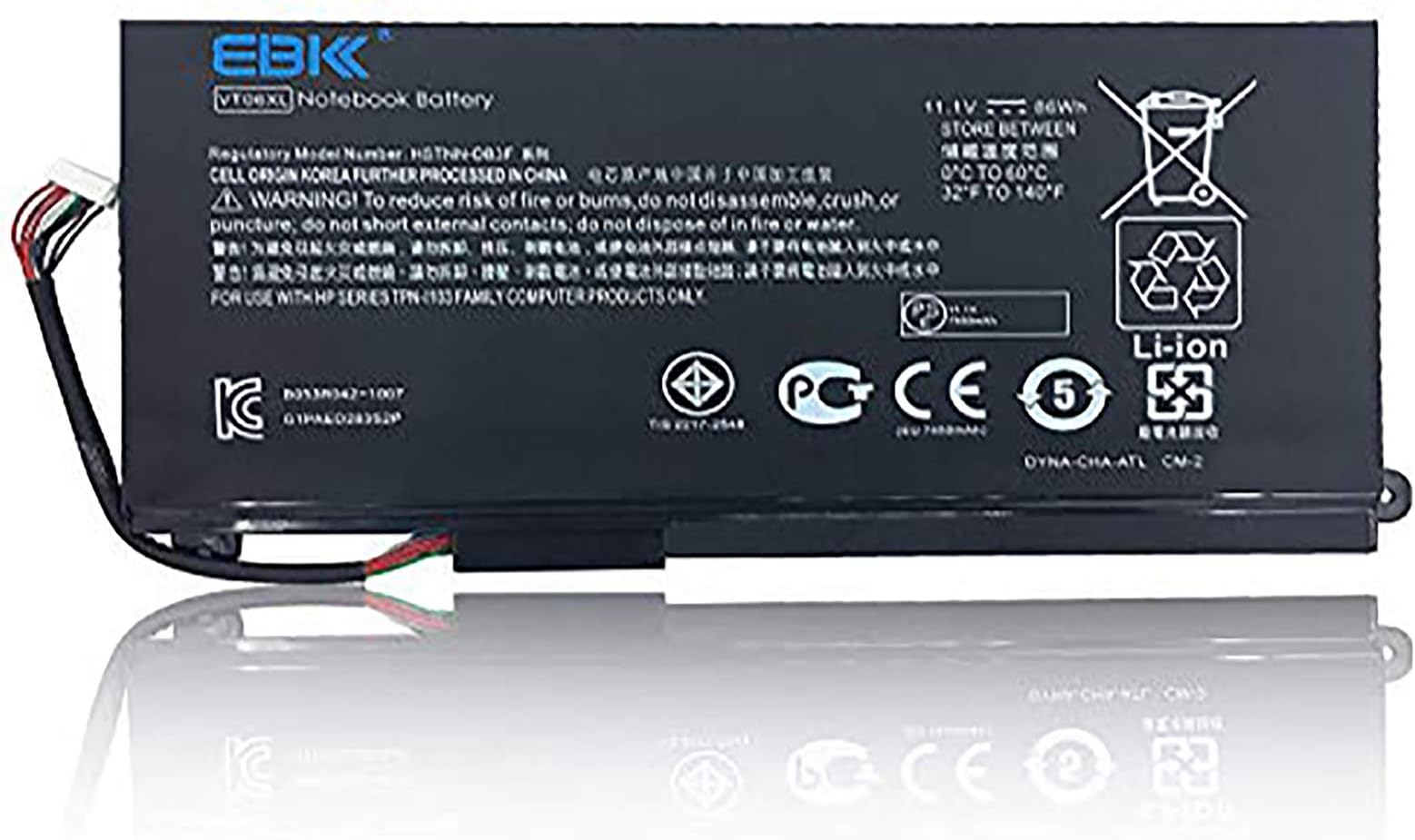 EBKK VT06XL VT06 Battery for Hp Envy 17-3000 17t-3000 Series HSTNN-IB3F HSTNN-DB3F TPN-I103 VT06086XL 657240-151 657240-171 657240-251 657240-271 657503-001 996TA008H VT06086XLใ11.1V 86Whใ