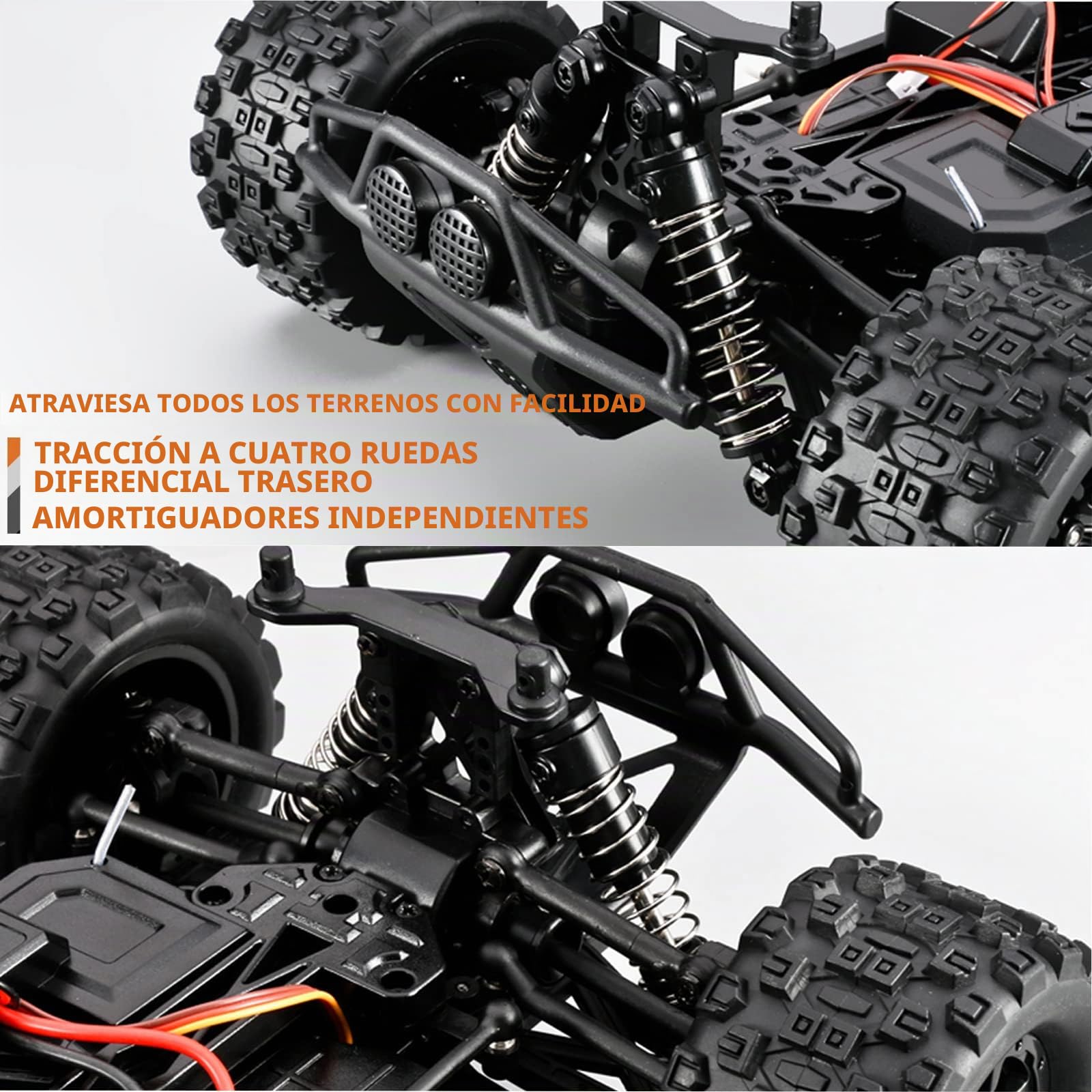 Coche Teledirigido 4WD Juguete Todoterreno Vehículo Eléctrico Escala 1/18, 40 km/h Coche RC 2.4GHz Radiocontrol Camiones con 2 baterías Recargables(60Min De Juego)