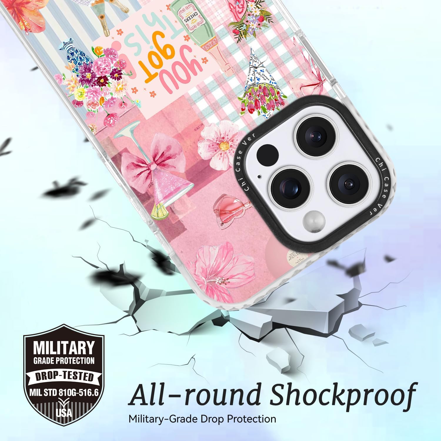 Condition photo showing New/Like New for for iphone 14 case,tropical aloha summer collage with flamingo & pineapple,military-grade drop protection,preppy floral soft slim tpu protective cover with camera protection for women&girls iphone 14 pinkitalianbeach