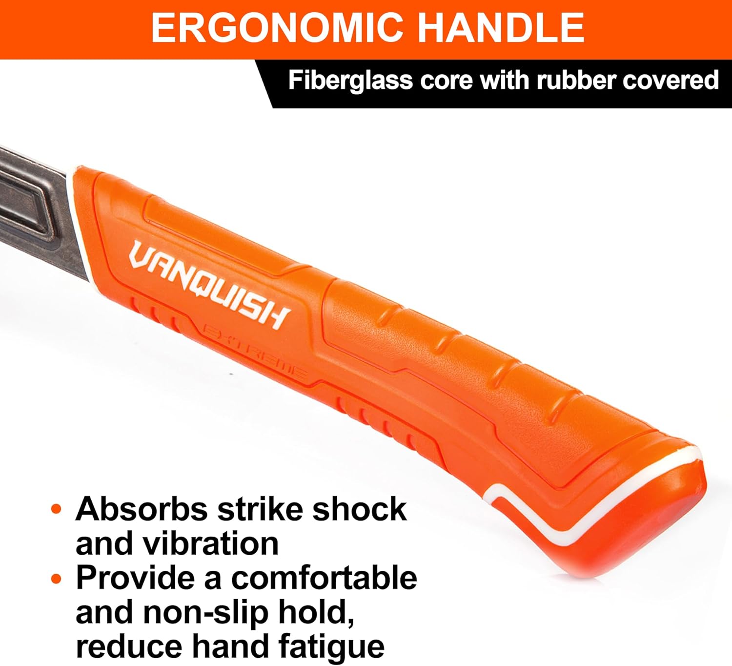 VANQUISH 17 oz Framing Hammer, Straight Claw Hammer with Magnetic Nail Holder, Rip Claw Hammer with Smooth Face & Shock Absorbing Grip, Heavy Duty One-piece Forged Hammer 0524