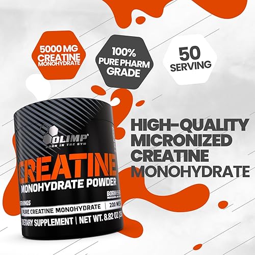 Miniatura 4 de OLIMP - Monohidrato de creatina en polvo  Fórmula micronizada de alta pureza para fuerza, resistencia y crecimiento muscular  8.82 oz (8.82 oz, 50