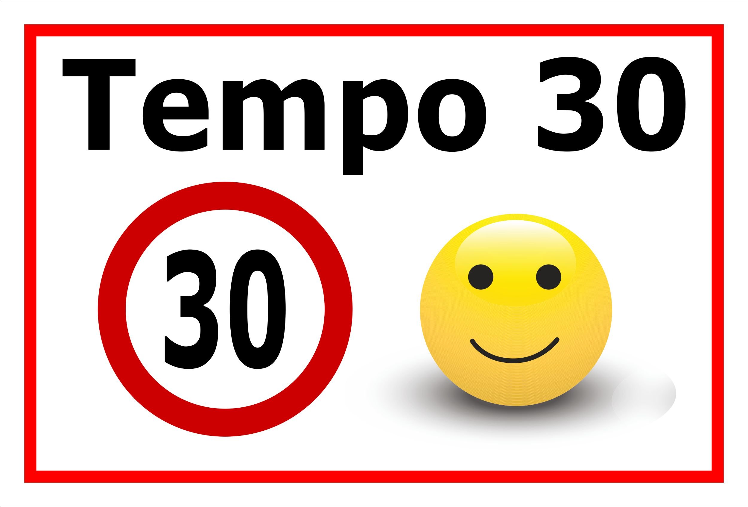 Schild Tempo 30 km/h maximal – 60x40 cm – 3mm Aluverbund – Bohrlöcher – mehrere Größen/Materialien