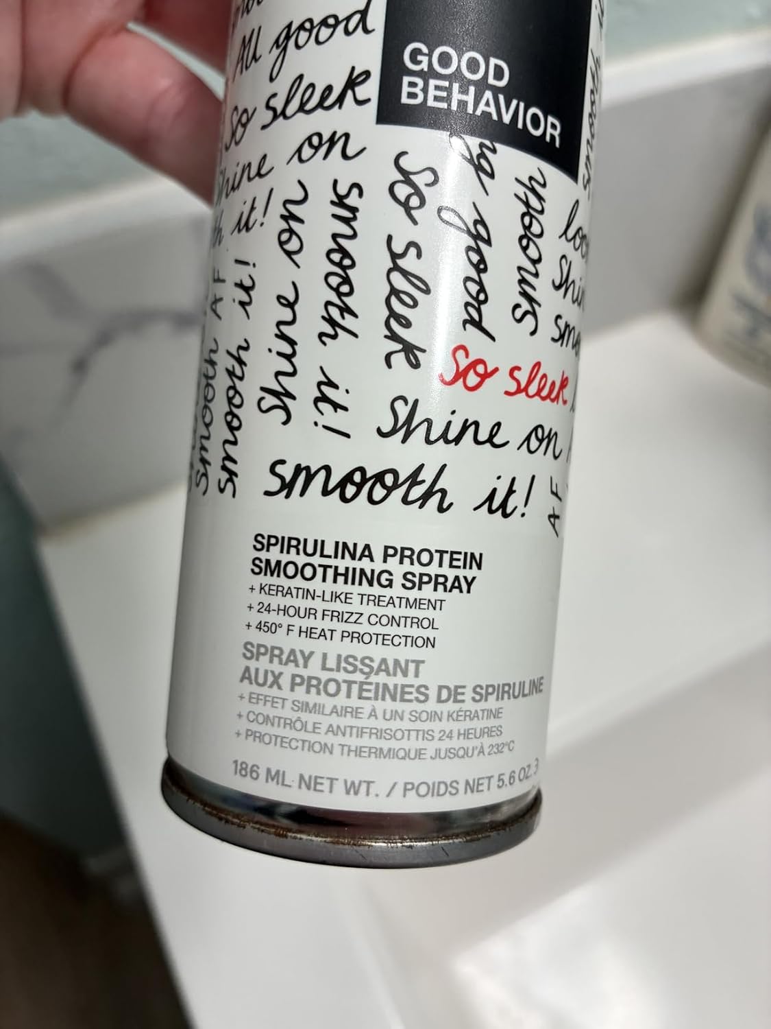 IGK GOOD BEHAVIOR Spirulina Protein Smoothing Spray | Frizz Control + Heat Protectant | Vegan + Cruelty Free | 5.6 Oz