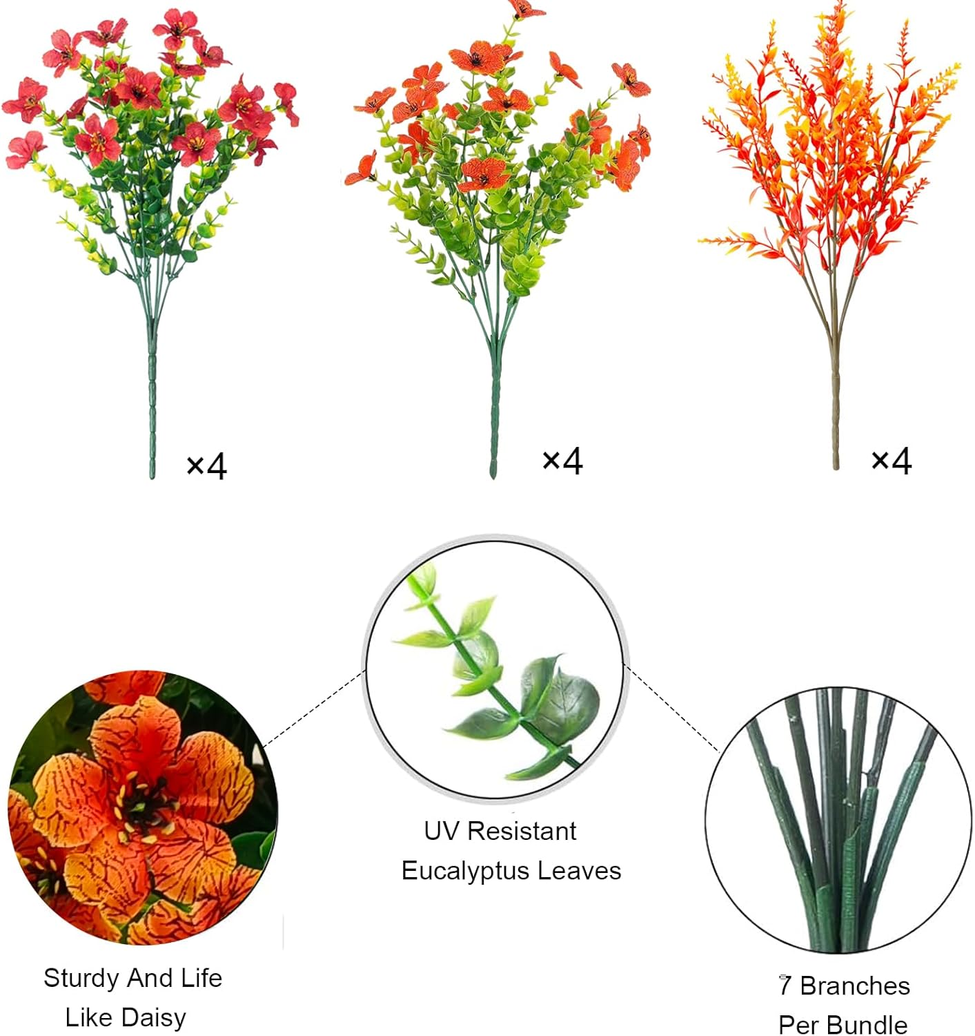 24 Pcs Outdoor Fall Decor, Fall Flowers Artificial for Decoration, Artificial Mums for Outdoors, Fake Faux Mums for Outside Half Sphere, Plastic Flowers for Outdoors Home Porch