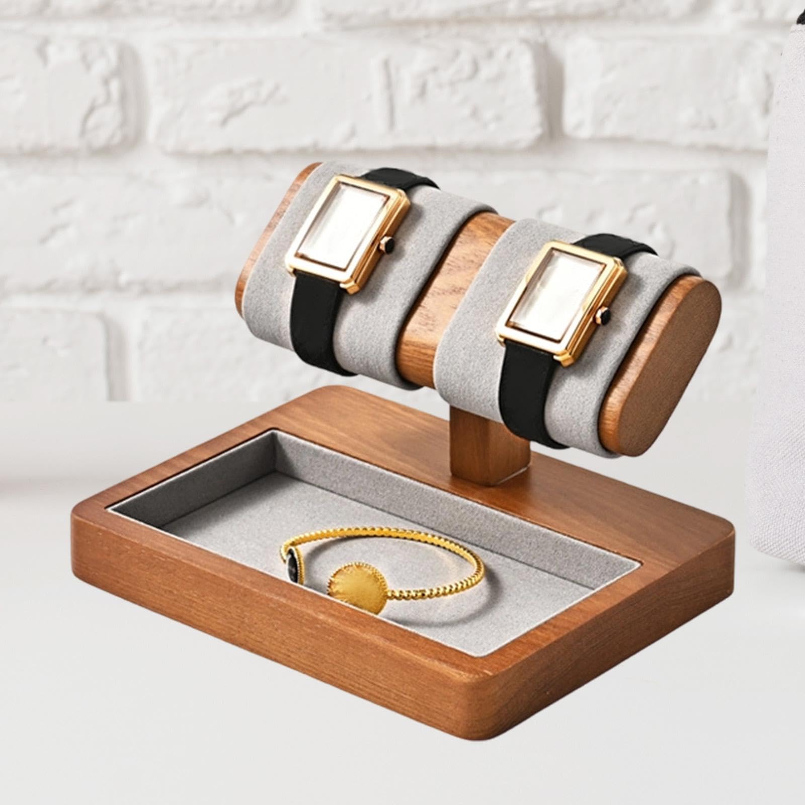 Perfeclan Expositor de relojes de madera, vitrina para joyería, relojes de escritorio para el hogar y tienda.