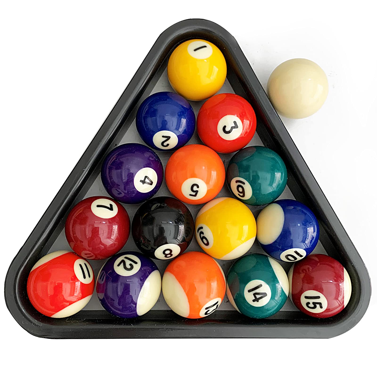 ISPiRiTo Billiard Ball Set Mini Size 1-1/2 Inch Pool Balls Set Complete 16 Balls Set American Style Resin Balls Pool Table Accessories for 6FT Pool Table