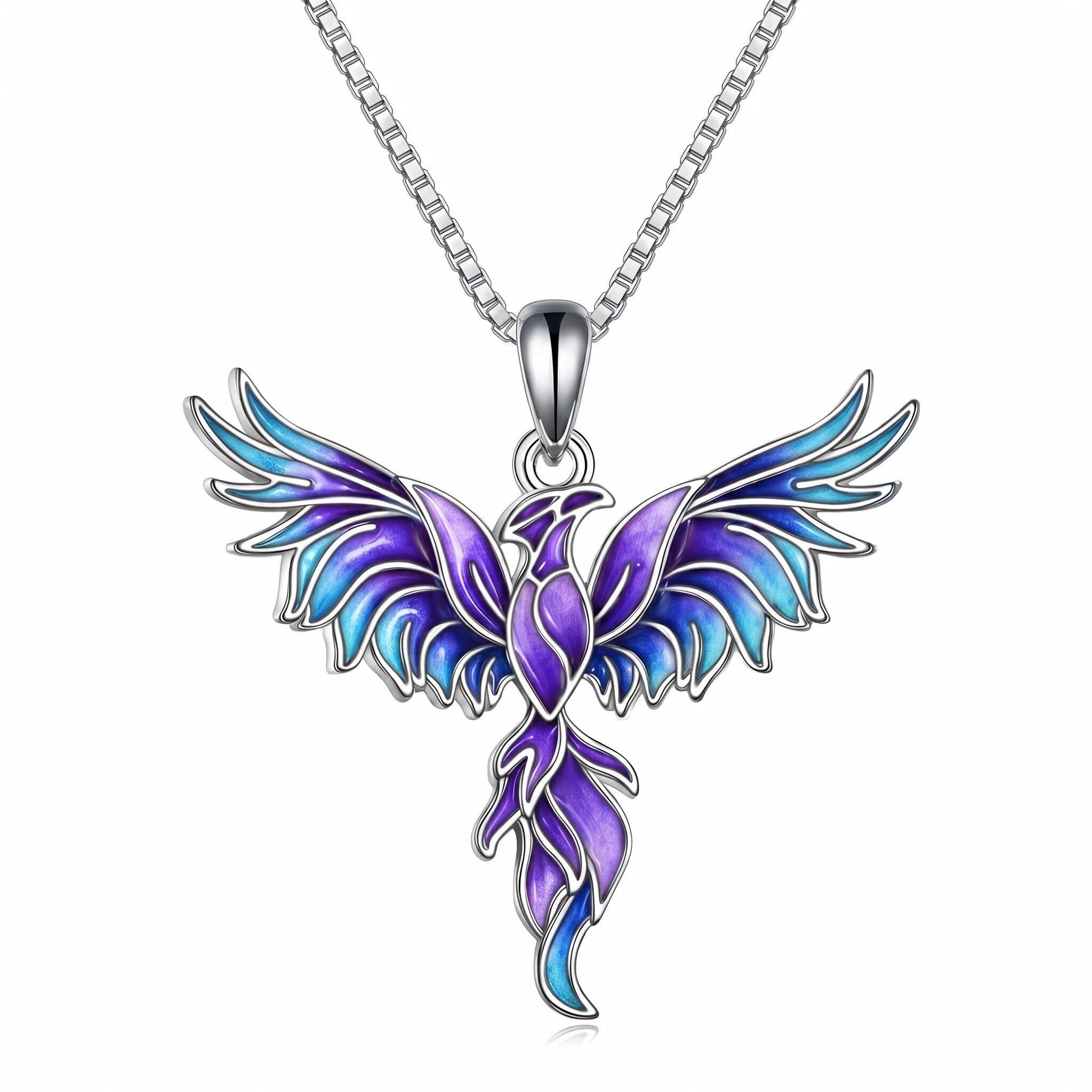 Collana da donna con ciondolo a forma di fenice sfumata, gioiello con ciondolo a forma di fenice, regalo di compleanno o anniversario per lei