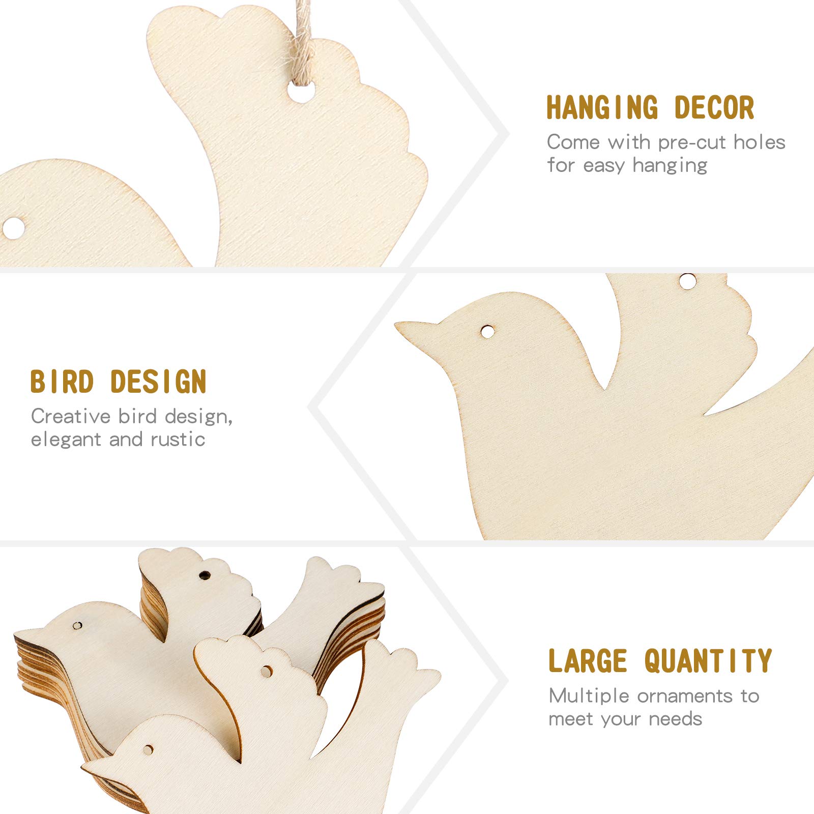 50 Stück DIY Holzvogel Anhänger - Unfertige Mini-Vogelscheiben Für Basteln, Scrapbooking & Deko
