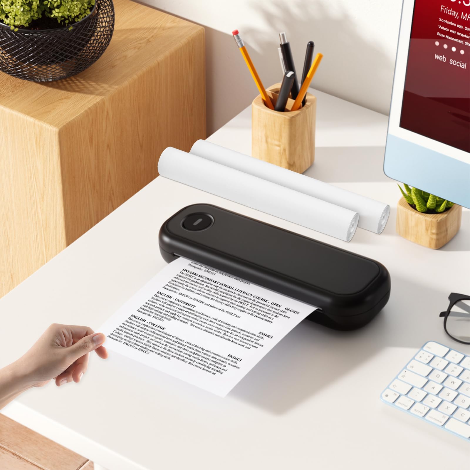 5 rolek papieru termicznego A4, bez BPA (ok. 120 arkuszy), papier do drukarki termicznej, szybkoschnący, 210 mm x 7 m, papier do drukarek A4, do drukarek fotograficznych, notatek, etykiet, plików