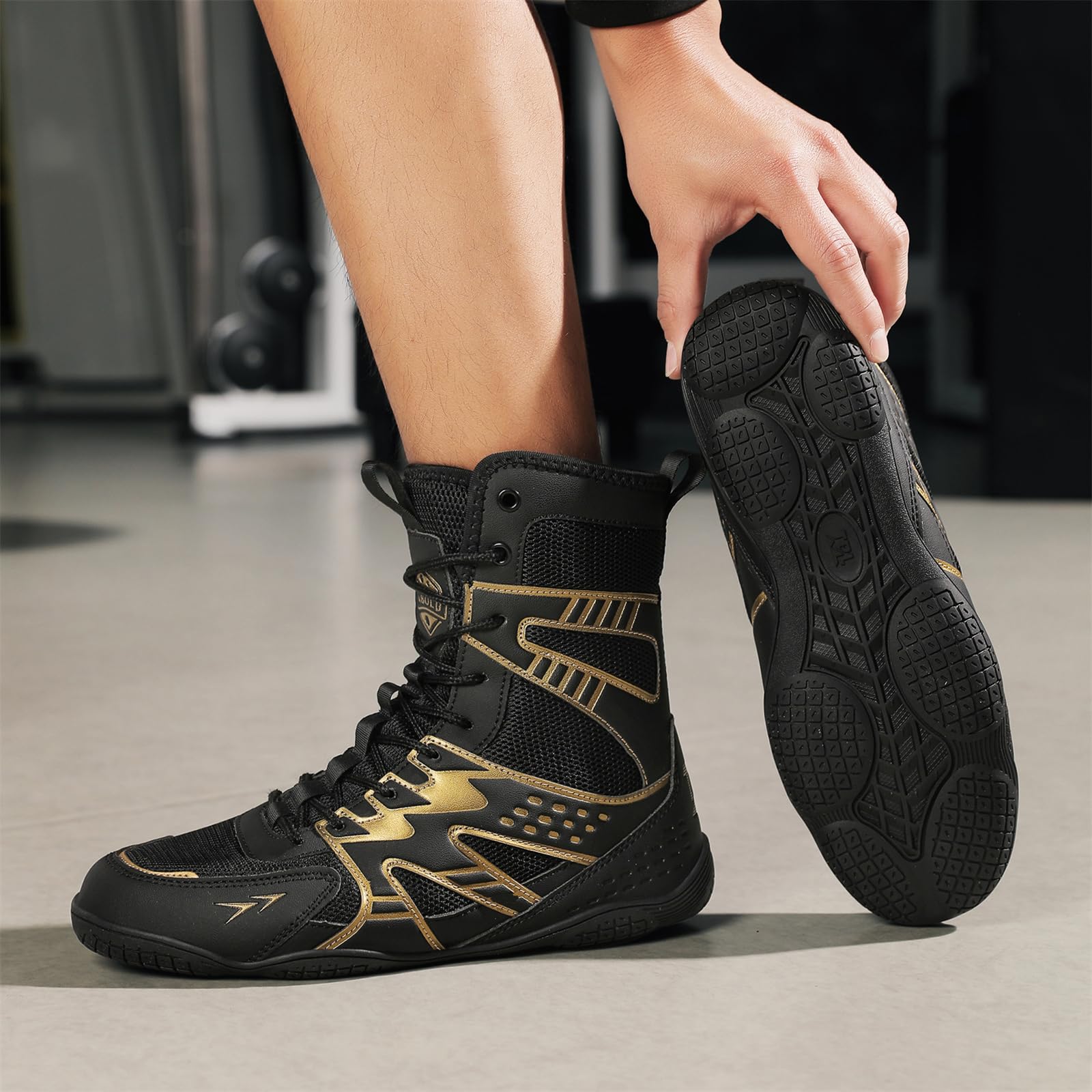 Zapatillas Boxeo Hombre Antideslizantes Zapatillas Lucha Libre Entrenamiento Cruzado Transpirables para Gimnasio Levantamiento Pesas Combate