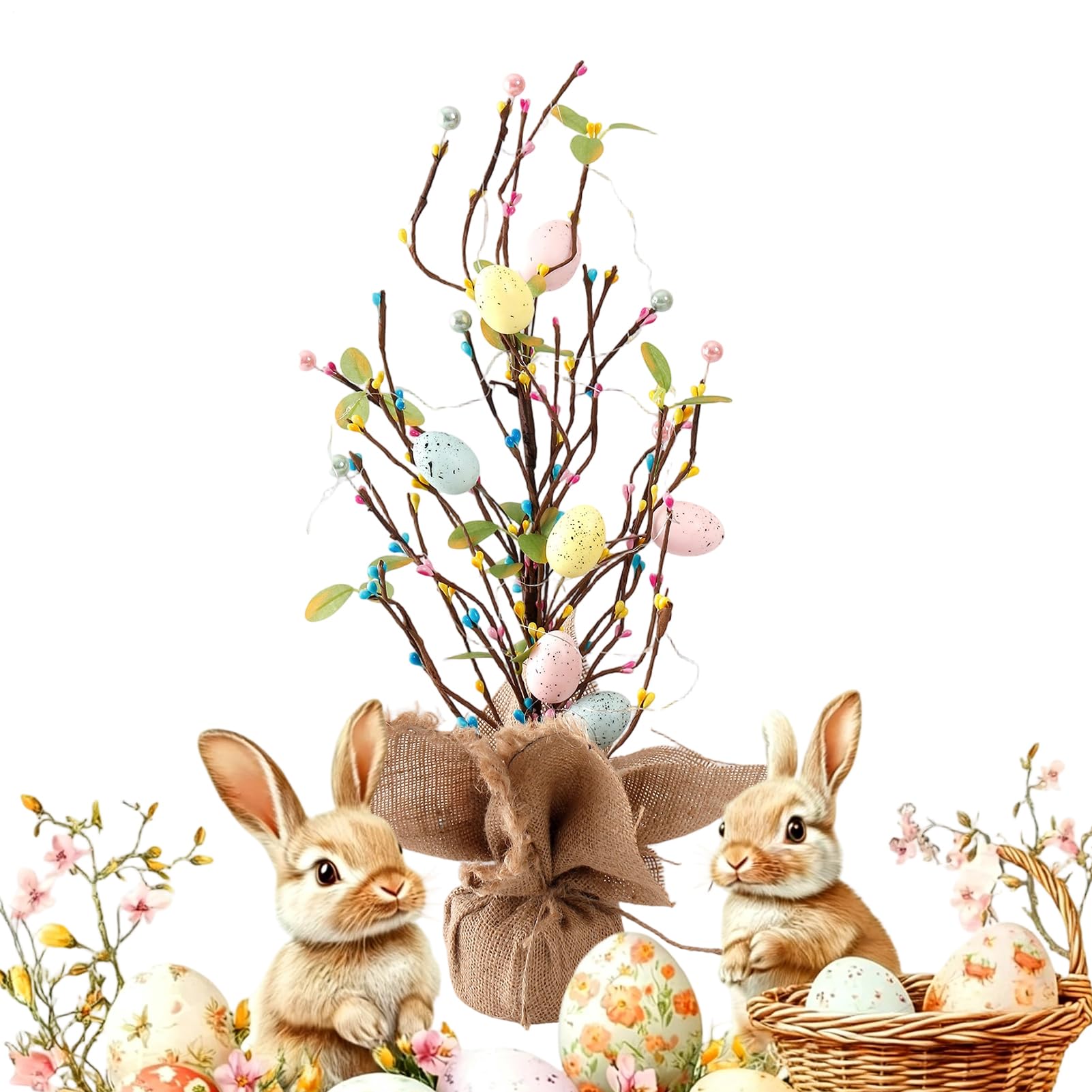 Arbre de Pâques décoration table salon et décoration intérieure de printemps avec œufs